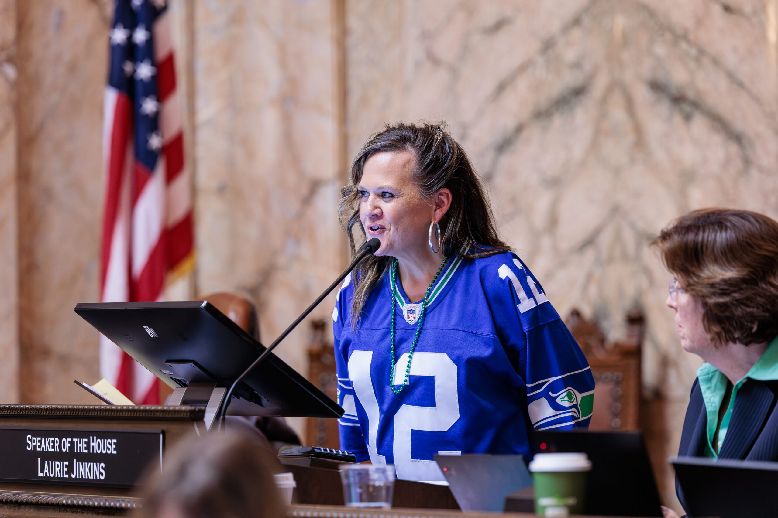 Tarra talking to people