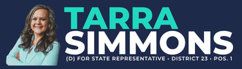 Tarra Simmons for State Rep Banner with image of Tarra